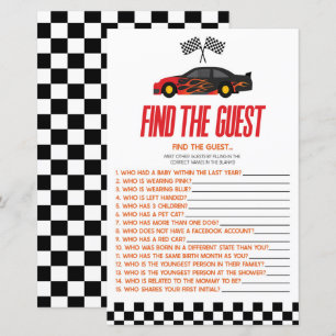 Papier Red Race Car Trouvez Le Jeu Du Baby shower Invité