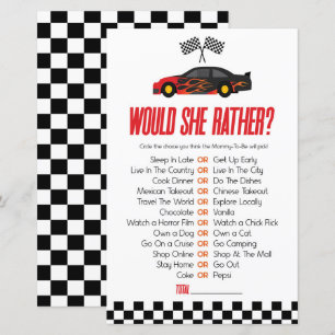 Papier Red Race Car Voudrait-Elle Plutôt Baby shower Jeu