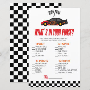 Papier Red Race Car What's In Purse Baby shower Jeu
