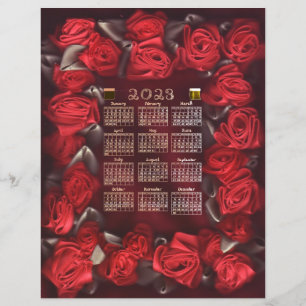 Papier Red Ribbon Rose Border 2023 - Taille de la lettre 