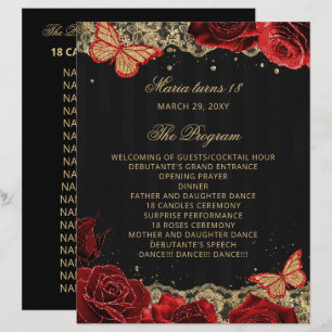 Papier Red Roses 18 Chandelles et Cérémonie Rose Programm