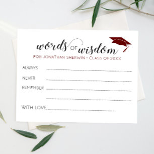 Papier Red Words of Wisdom Grad Casquette Conseils de gra