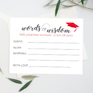 Papier Red Words of Wisdom Grad Casquette Conseils de gra