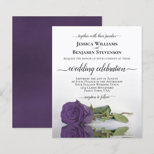 Papier Refléter l'Rose Améthyste BUDGET de mariage Invita (Devant / Derrière)