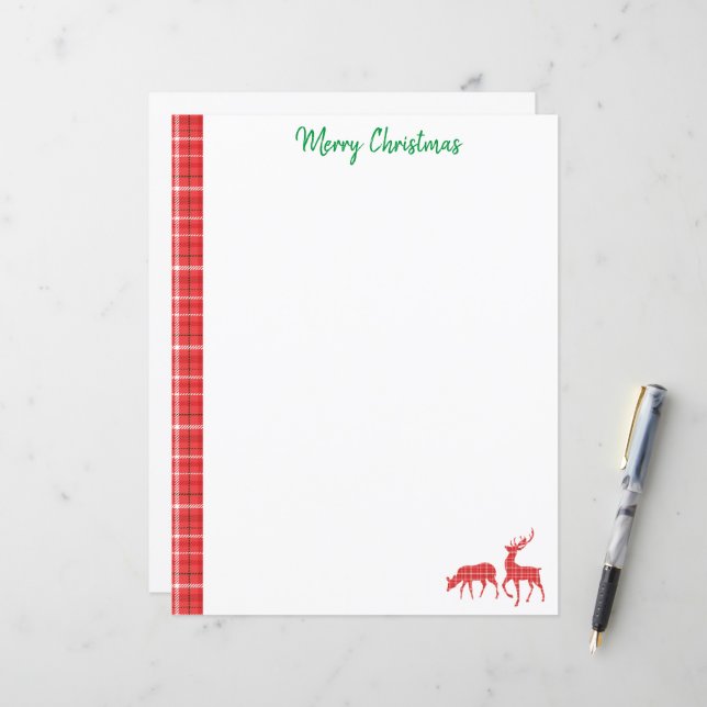 Papier Reindeer rouge vert Twill Plaid Motif (Devant/Arrière en situation)