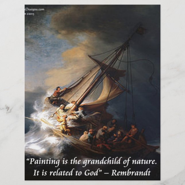 Papier Rembrandt Mer de Galilée & Citation sur la nature (Devant)