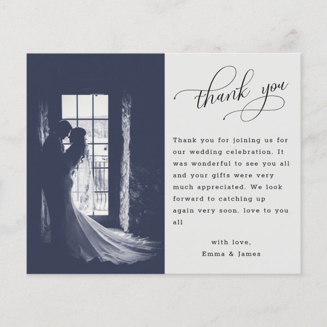 Papier Remerciement de mariage personnalisé photo minimal (Devant)