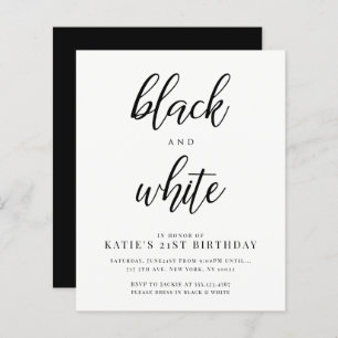 Papier Remise Elegant Black and White Party Invitations