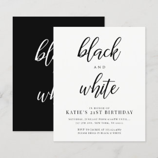 Papier Remise Elegant Black and White Party Invitations