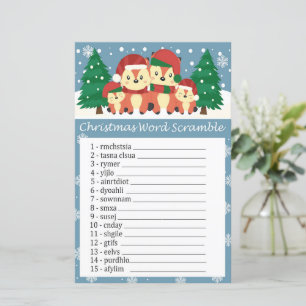 Papier Renard d'hiver noël mot scramble jeu