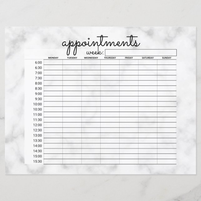 Papier Rendez-vous affaires en marbre noir blanc simple (Devant)
