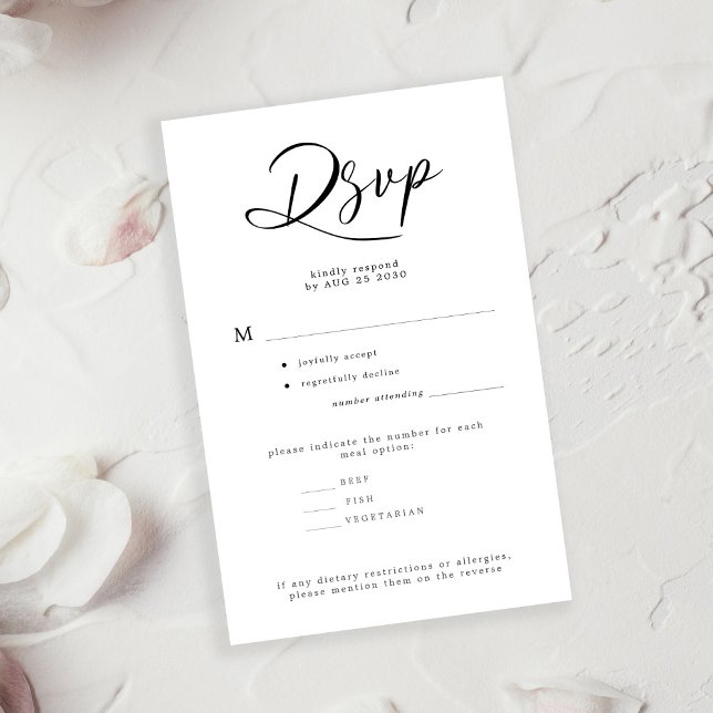 Papier Réponse du mariage budgétaire options de repas sim (Créateur téléchargé)