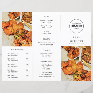Papier Restaurant Takeout Moderne Logo Photo Tri-fold Men