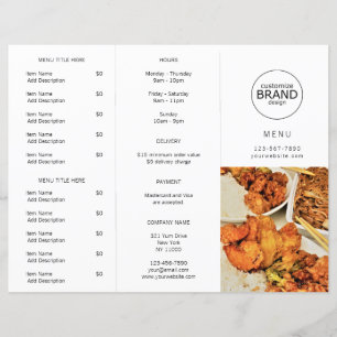 Papier Restaurant Takeout Moderne Logo Photo Tri-fold Men