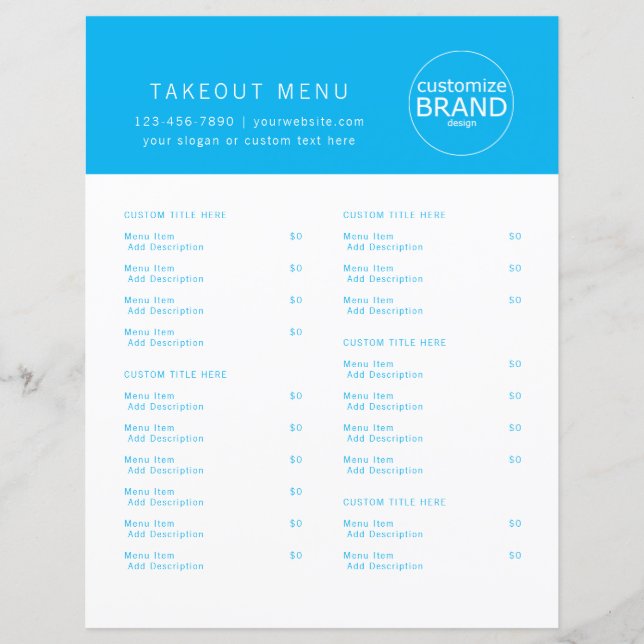 Papier Restaurant Takeout Restauration Logo Ocean Blue Me (Devant)