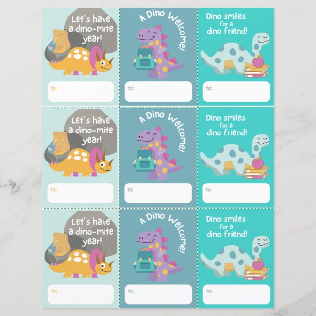 Papier Retour à l'école Accueil Dinosaur étiquette imprim (Devant)