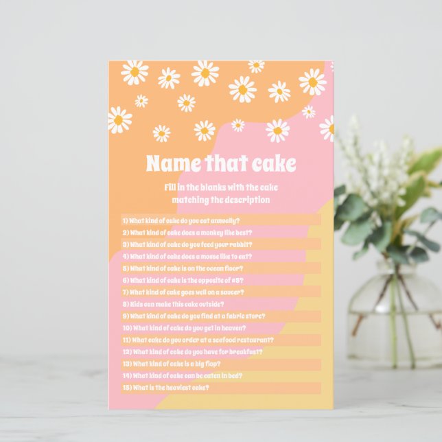 Papier Retro Boho les années 70 Nom De Fête des mariées Q (Debout devant)