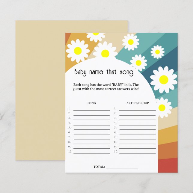 Papier Retro Groovy - Jeu de devinette de chanson (Devant / Derrière)
