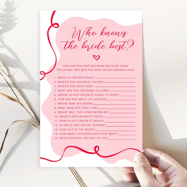 Papier Retro rose et rouge Qui connaît la mariée meilleur (Créateur téléchargé)