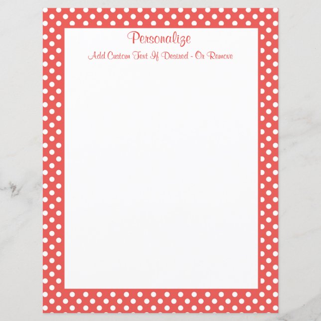 Papier Retro Rouge & Blanc Polka Motif Personnaliser (Devant)