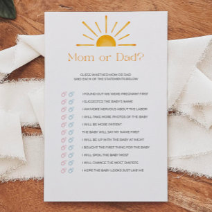 Papier Retro Sun Maman Ou Papa Baby shower Jeu