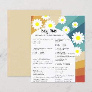 Papier Retro Super - Bébé Trivia   Jeu Baby shower