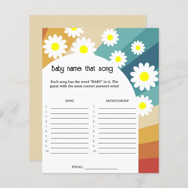 Papier Retro Super - Nommez ce jeu de chanson (Devant / Derrière)