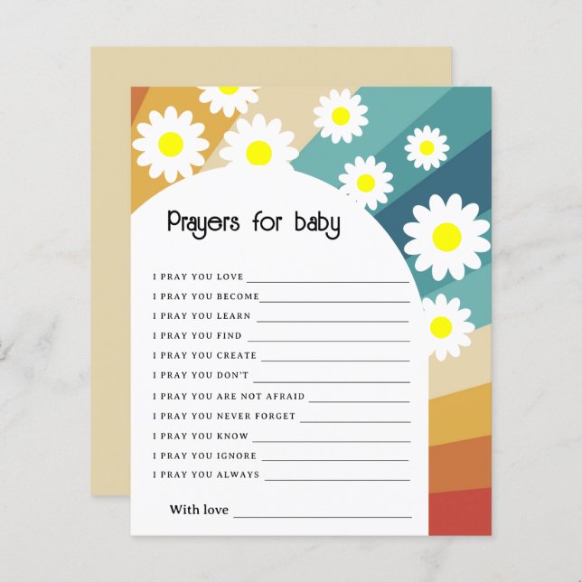 Papier Retro Super - Prières pour bébé (Devant / Derrière)