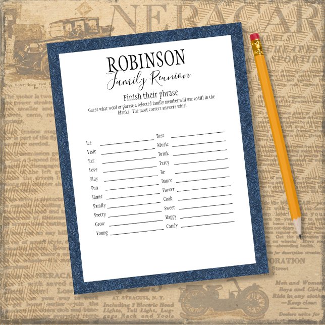 Papier Retrouvailles Familiales Terminer Leur Jeu Phrase (Créateur téléchargé)