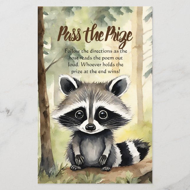 Papier Réussissez le prix Jeu Baby Raccoon Baby shower (Dos)