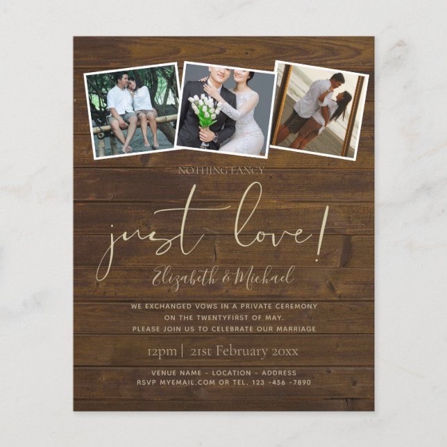 Papier Rien De Fancy Just Love Elopement Faire-part (Devant)