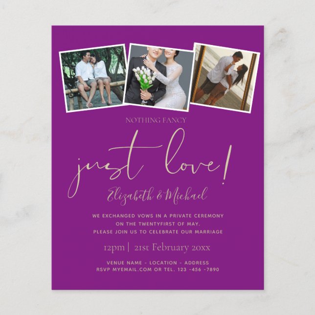 Papier Rien De Fancy Just Love Elopement Faire-part (Devant)