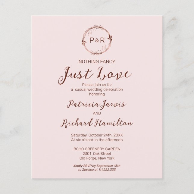 Papier Rien de fantaisie Monogramme Budget Mariage Invita (Devant)