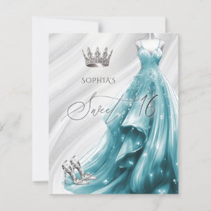 Papier Robe à paillettes argent sarcelle Budget Invitatio