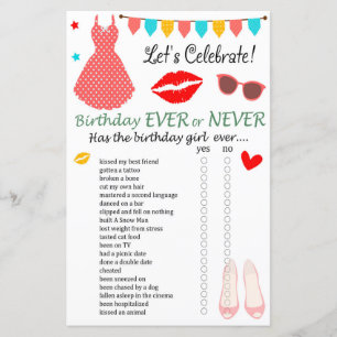 Papier Robe à pois Jeu d'anniversaire Ever ou Never