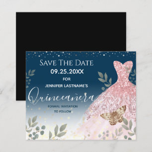 Papier Robe argentée et rose Quinceanera Enregistrer la d