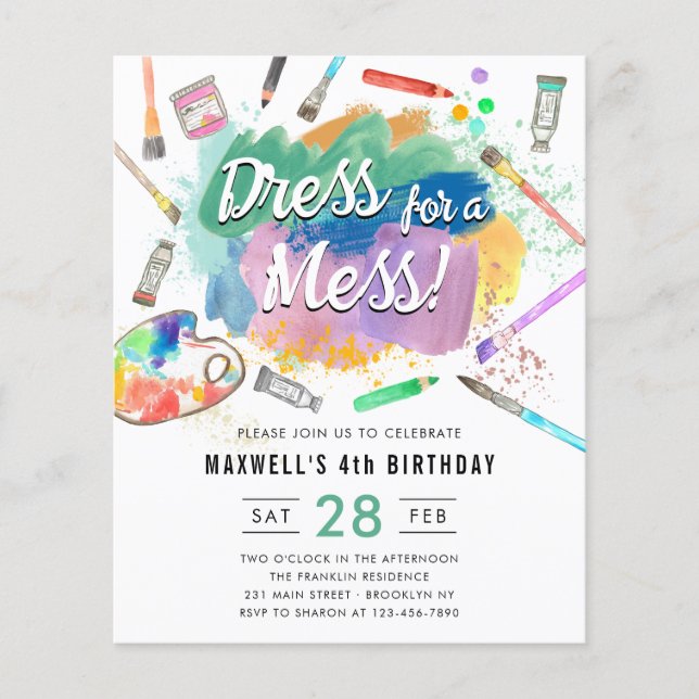Papier Robe Budget pour un Mess Kids Art Peinture Anniver (Devant)