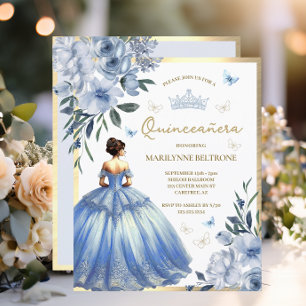 Papier Robe Fleurie Bleue Budget Papillon Quinceañera 