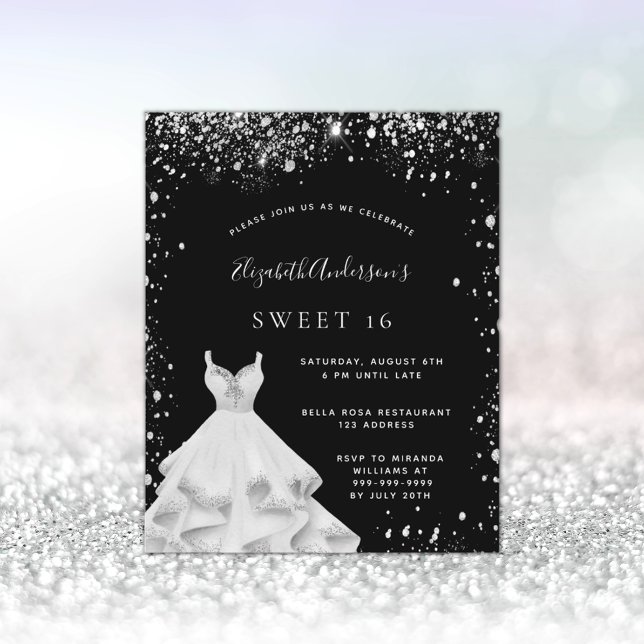 Papier Robe noire à paillettes argentées Budget Sweet 16 (Créateur téléchargé)