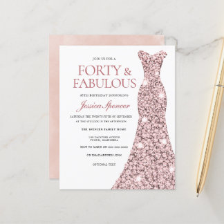 Papier Robe rose Gold Blush 40e anniversaire Invitation b