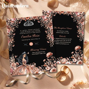 Papier Robe rose or noir Quinceanera robe Roses floraux
