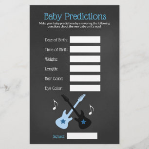 Papier Rock a bye Rockstar Baby shower Predictions jeu