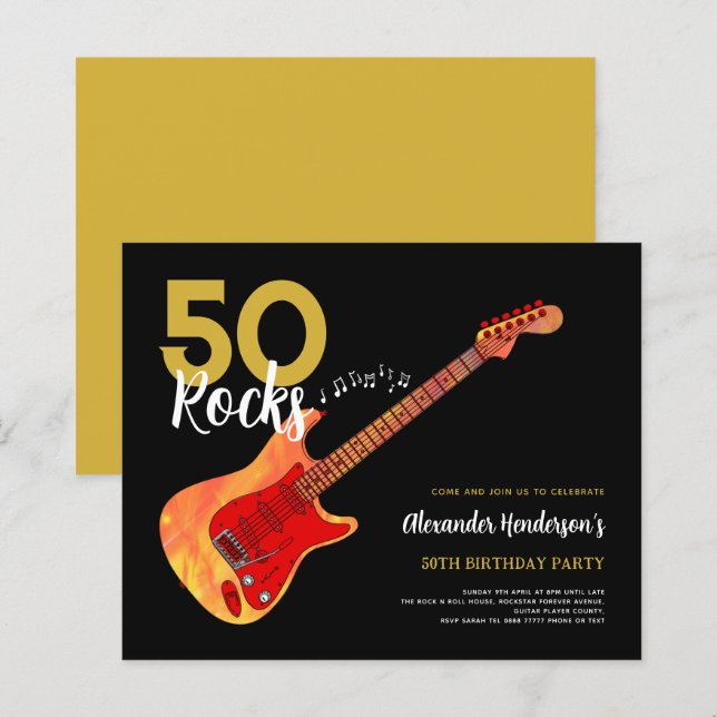 Papier Rock and Roll 50e anniversaire fête 50 rochers (Devant / Derrière)