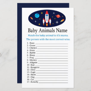 Papier Rocket Baby Animaux Nom Jeu