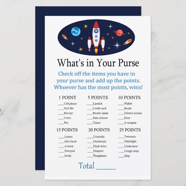 Papier Rocket Ce qui est dans votre jeu de bourse (Devant / Derrière)