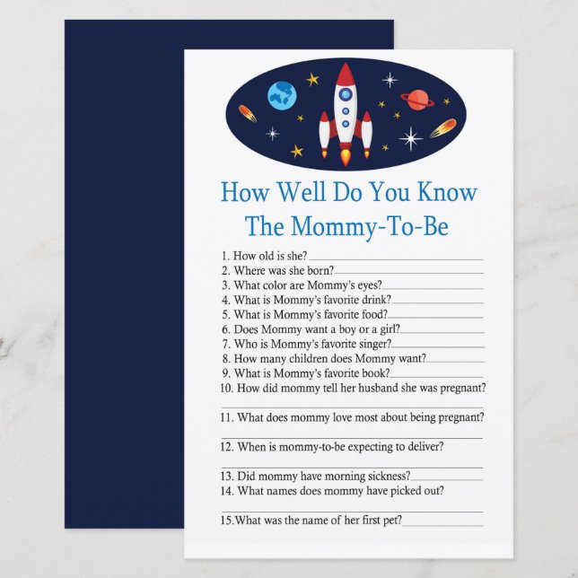 Papier Rocket Comme vous connaissez bien le jeu de baby s (Devant / Derrière)