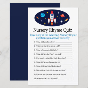 Papier Rocket Nursery Rhyme Quiz jeu de baby shower