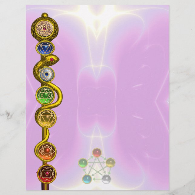 PAPIER RODE D'ASCLEPIUS AVEC 7 CHAKRAS, ÉNERGIE SPIRITUEL (Devant)