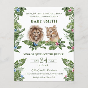Papier Roi ou Reine Jungle Lions Baby Genre Révélation