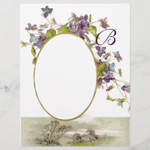 Papier ROMANTİCA MONOGRAM /VIOLET violet vert, crème